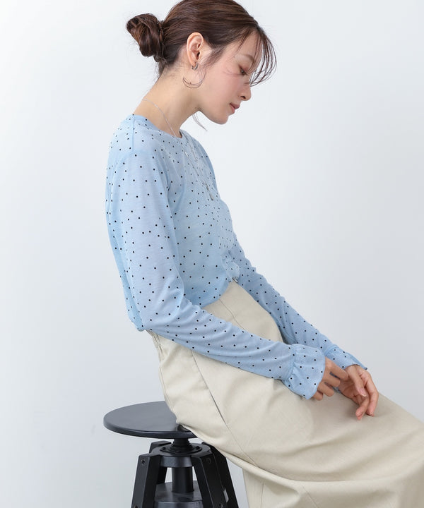 シアードットフリルカットソー