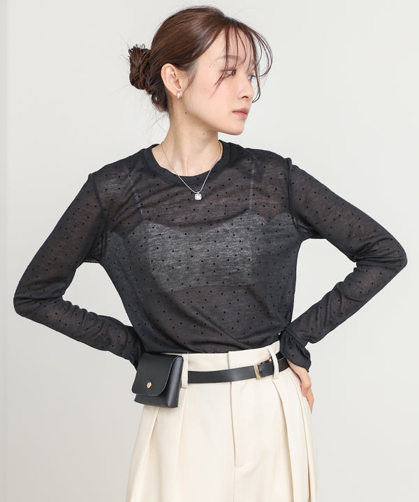 シアードットフリルカットソー