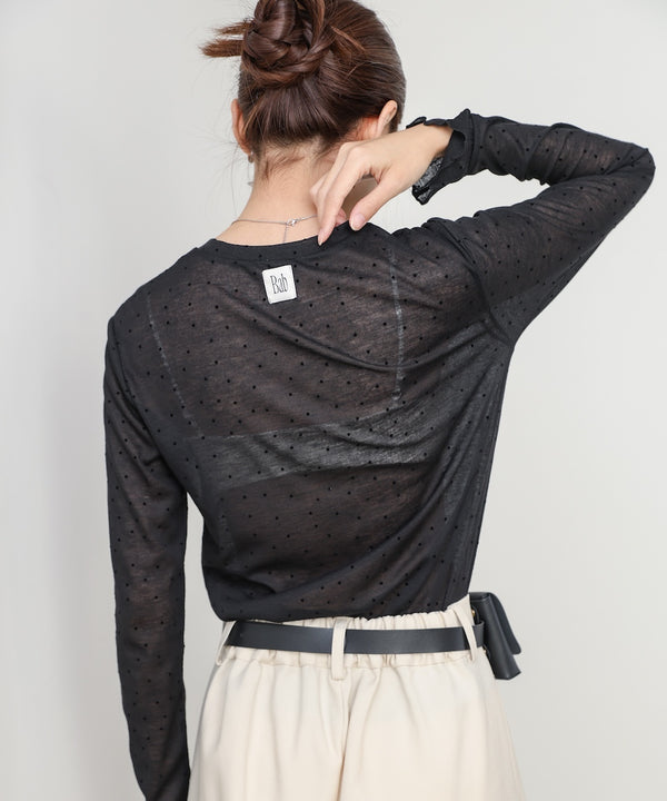 シアードットフリルカットソー