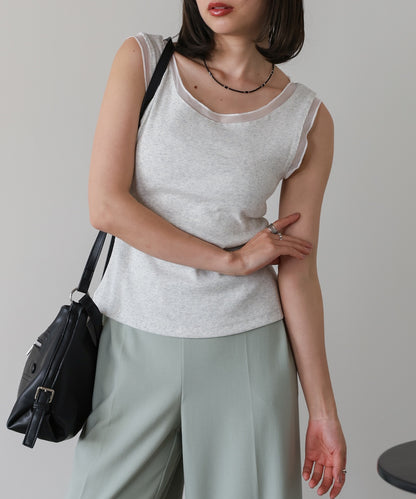 ベーシックシアーラインタンクトップ