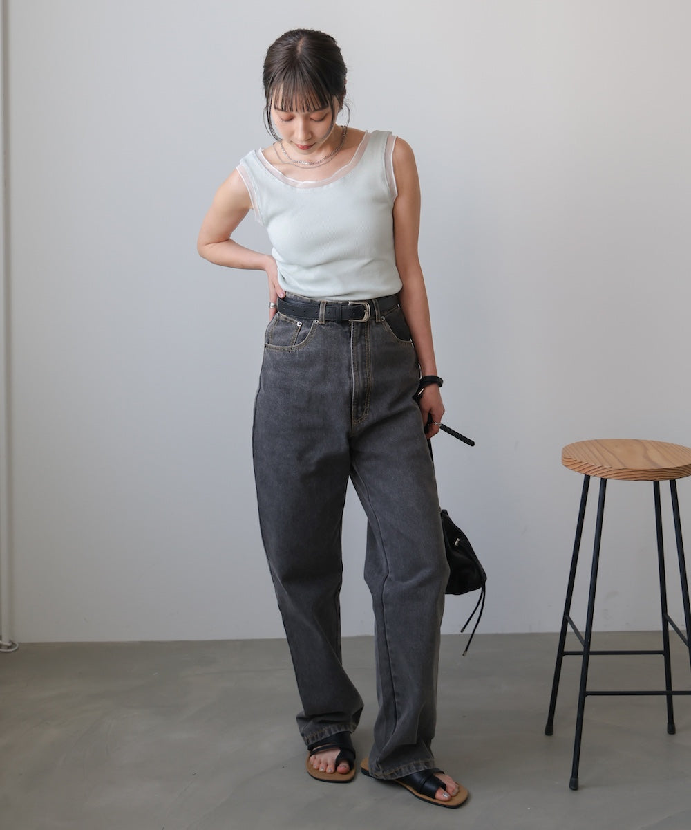 ベーシックシアーラインタンクトップ