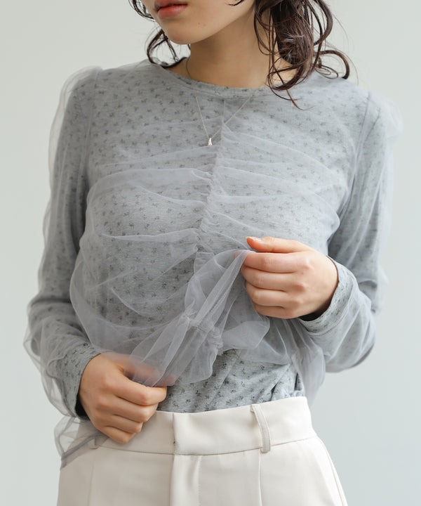 チュールレイヤードトップス