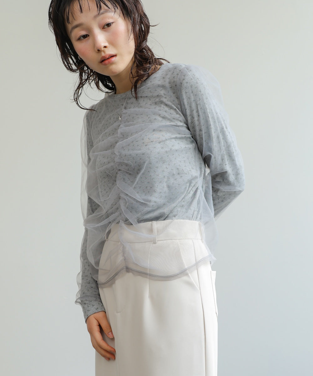 チュールレイヤードトップス