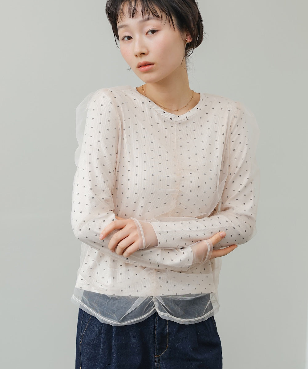 チュールレイヤードトップス