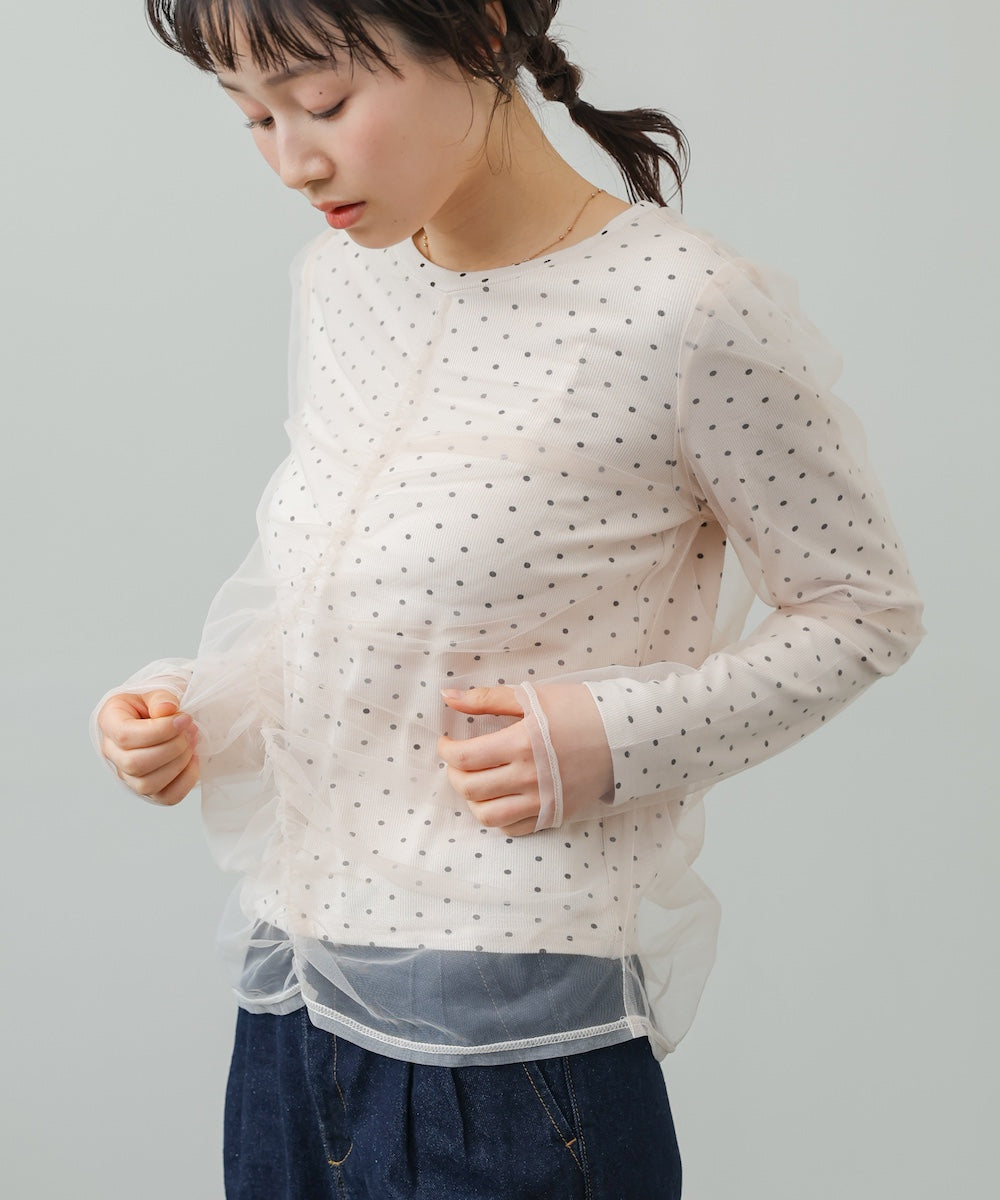 チュールレイヤードトップス