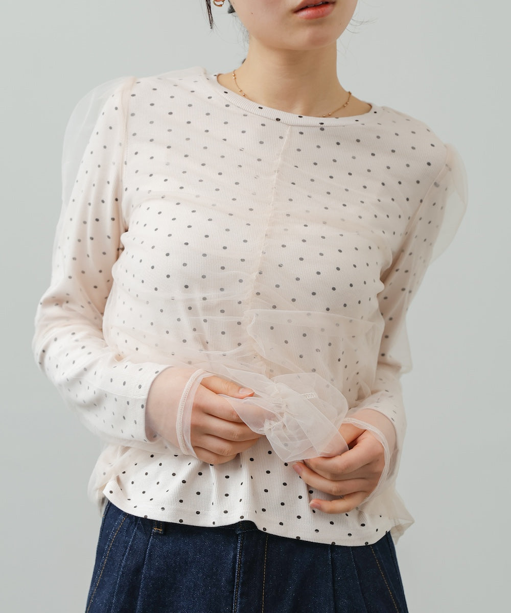 チュールレイヤードトップス