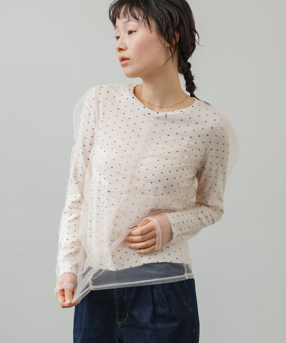 チュールレイヤードトップス