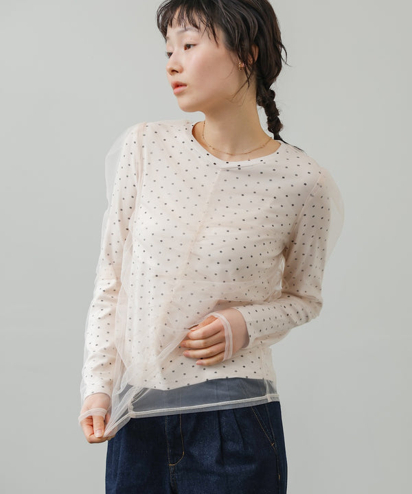 チュールレイヤードトップス