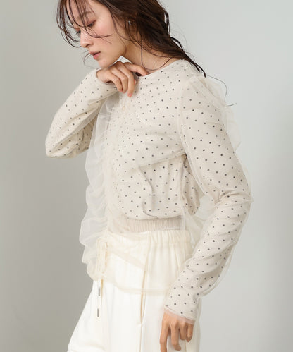 チュールレイヤードトップス