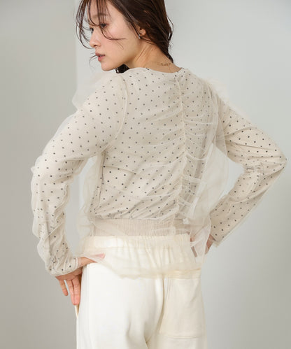 チュールレイヤードトップス