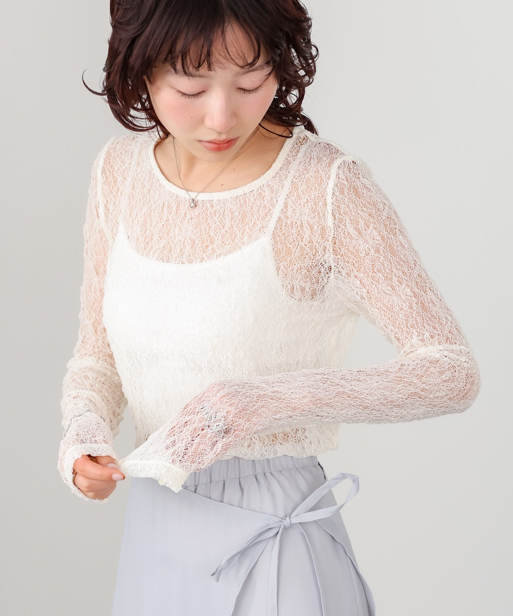 メッシュレースプルオーバー