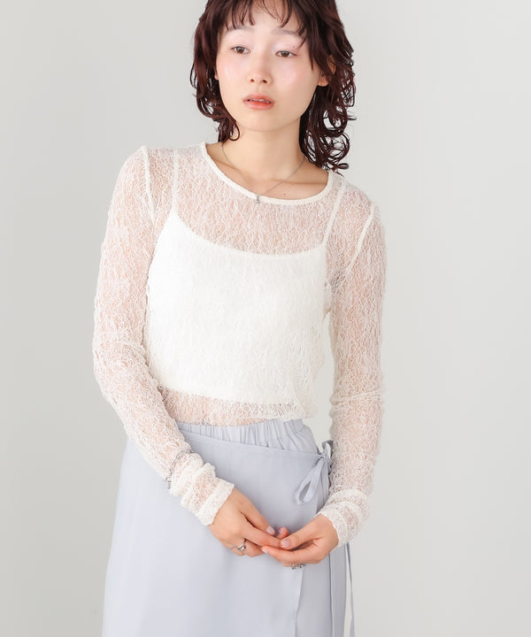 メッシュレースプルオーバー