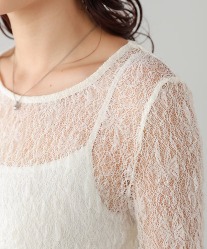 メッシュレースプルオーバー
