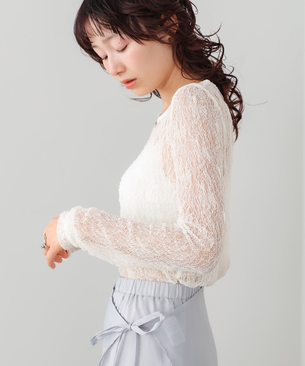メッシュレースプルオーバー
