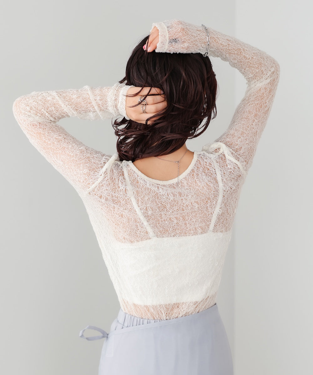 メッシュレースプルオーバー