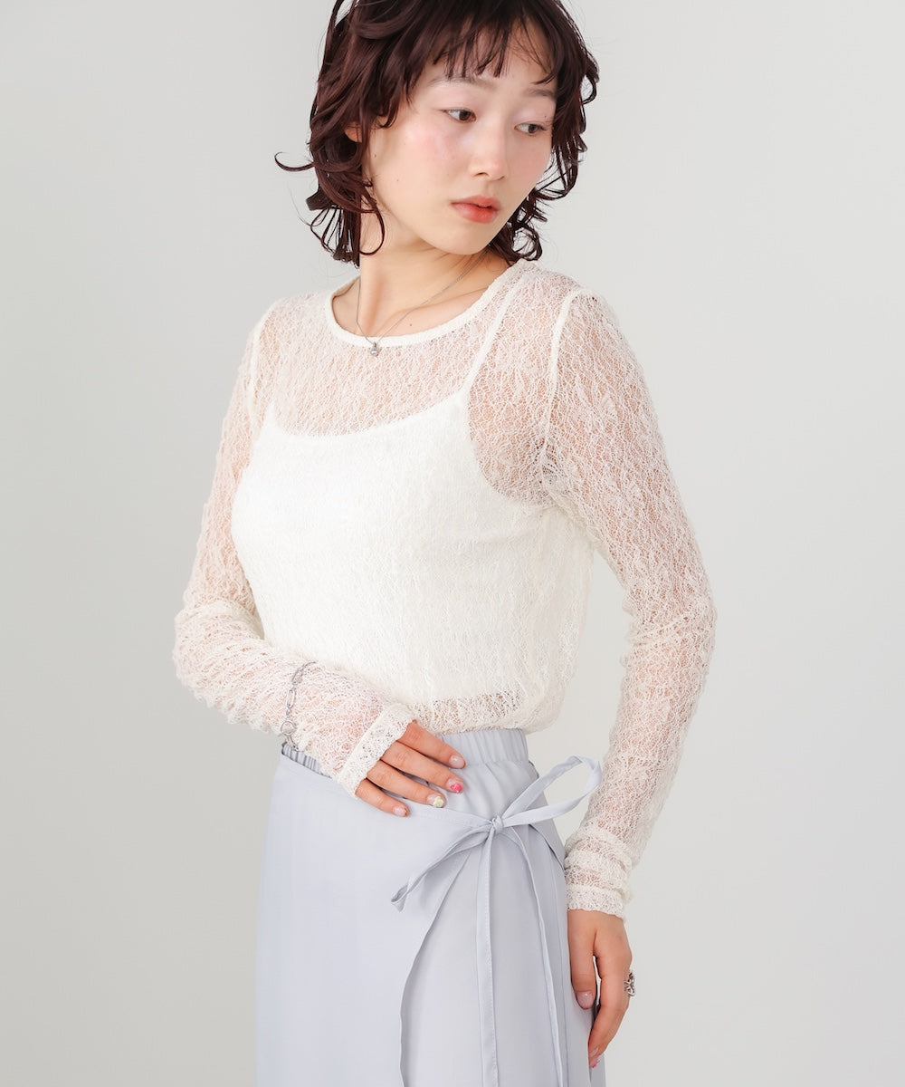 メッシュレースプルオーバー