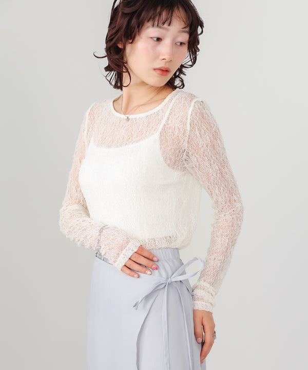 メッシュレースプルオーバー