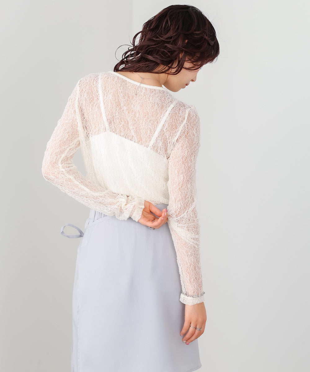 メッシュレースプルオーバー