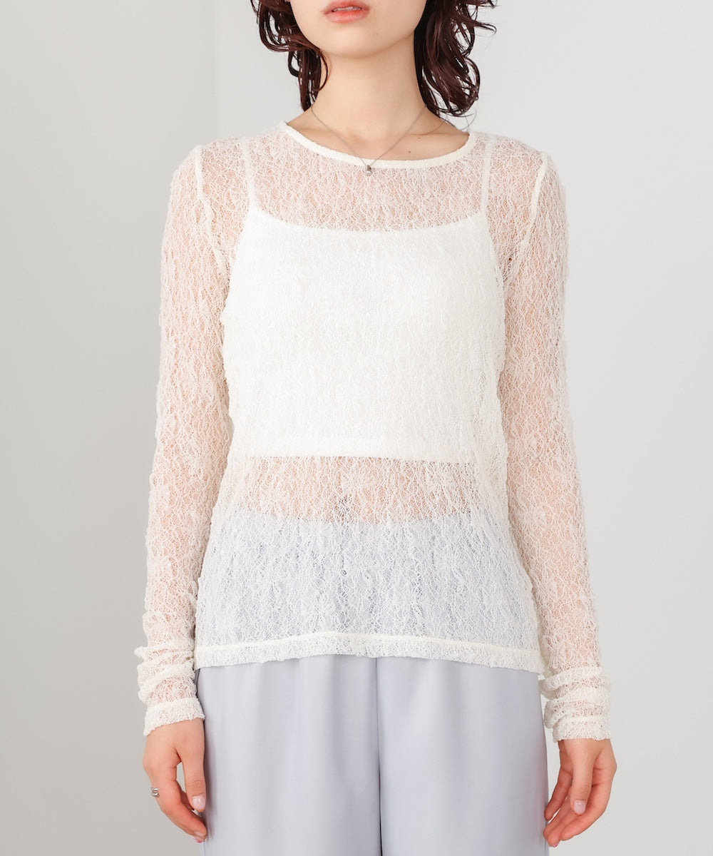 メッシュレースプルオーバー