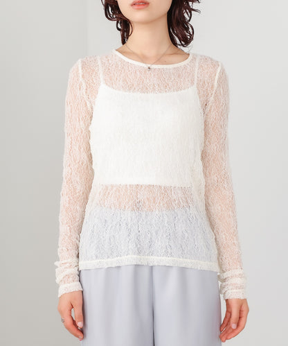 メッシュレースプルオーバー