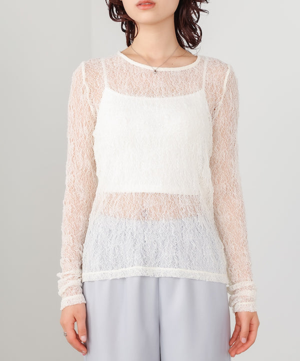 メッシュレースプルオーバー