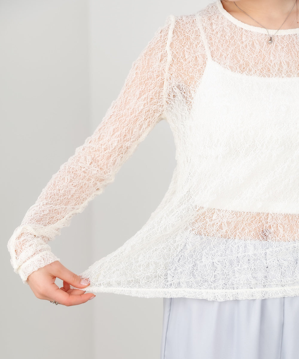 メッシュレースプルオーバー