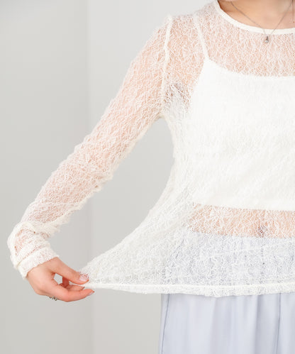 メッシュレースプルオーバー