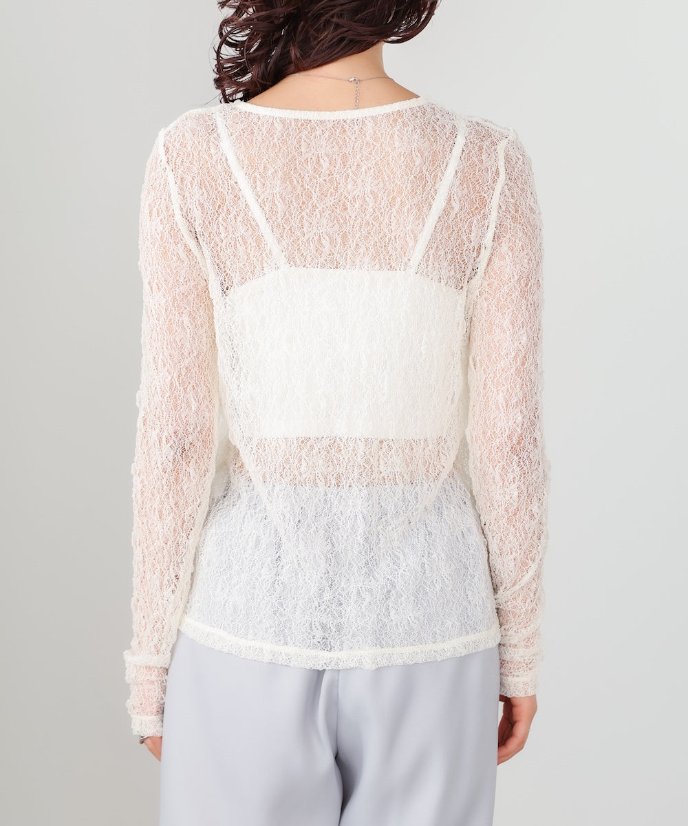 メッシュレースプルオーバー