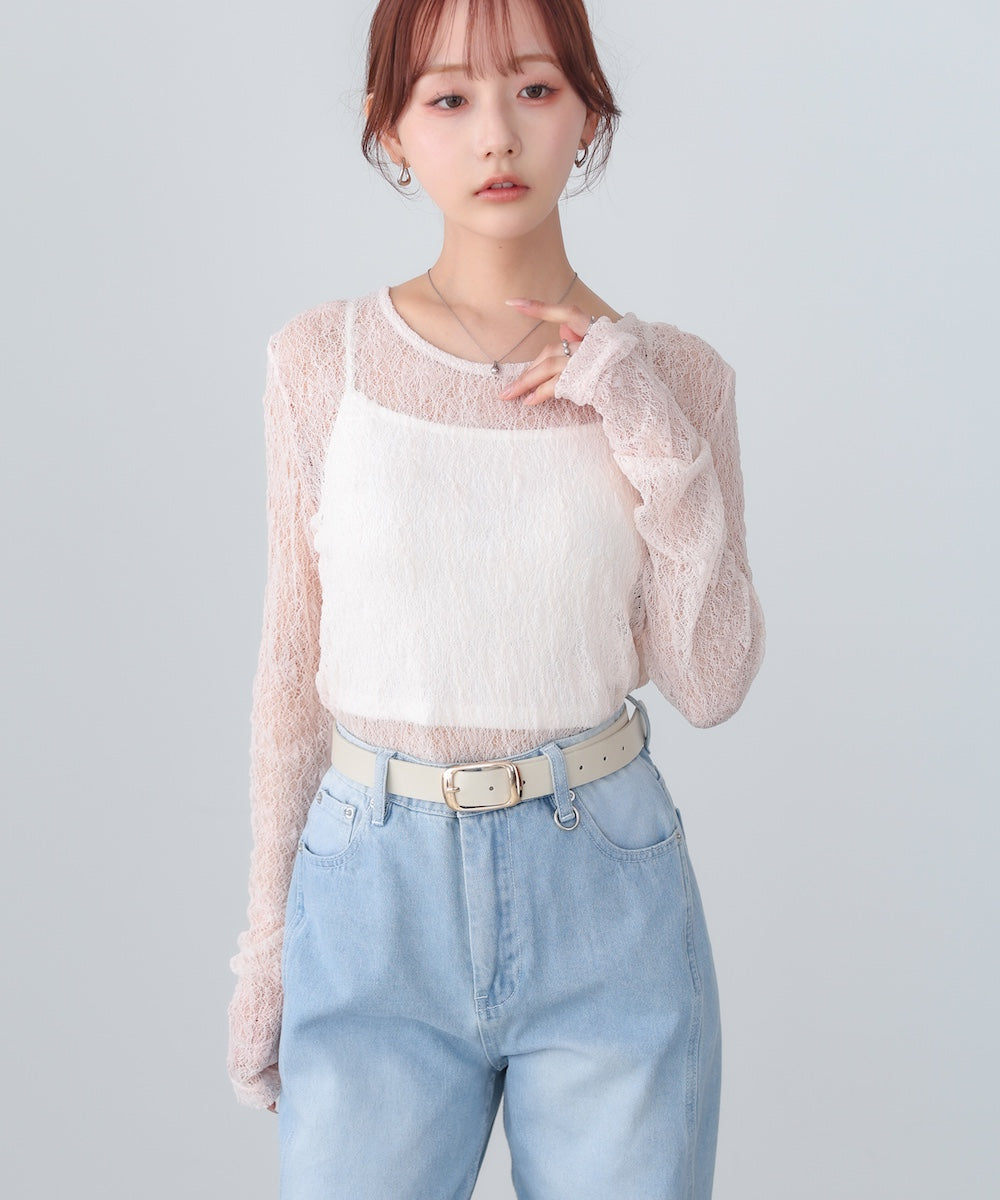 メッシュレースプルオーバー