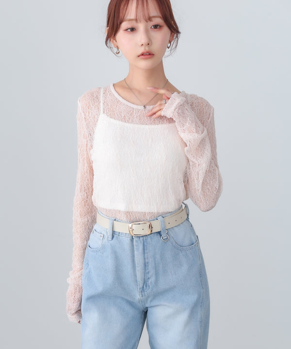 メッシュレースプルオーバー