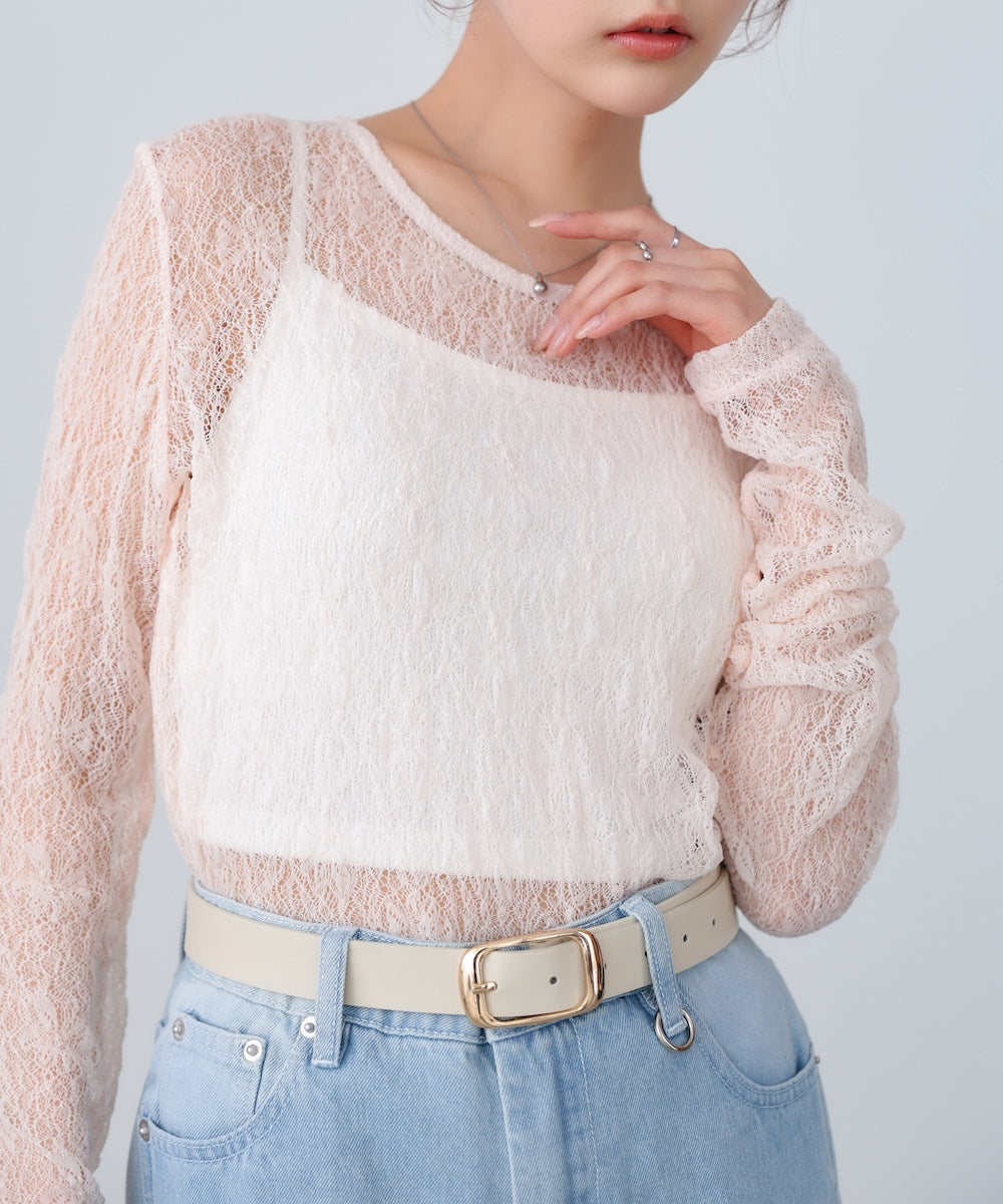 メッシュレースプルオーバー