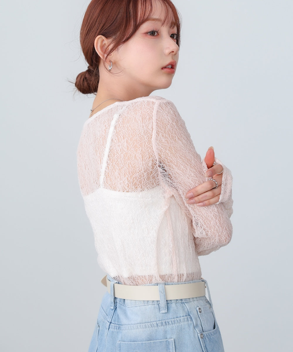 メッシュレースプルオーバー