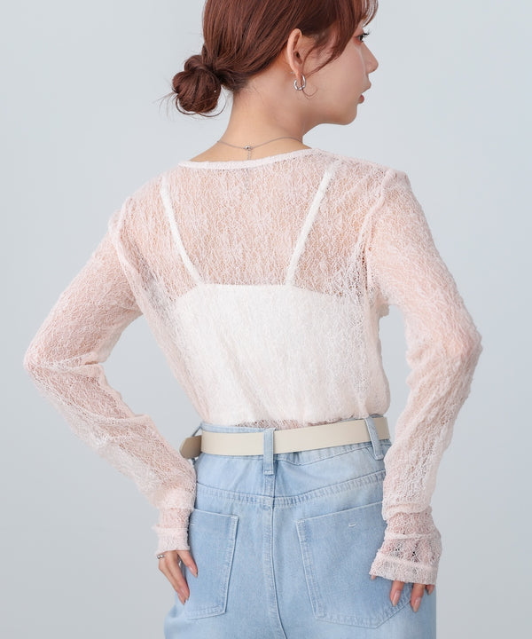 メッシュレースプルオーバー