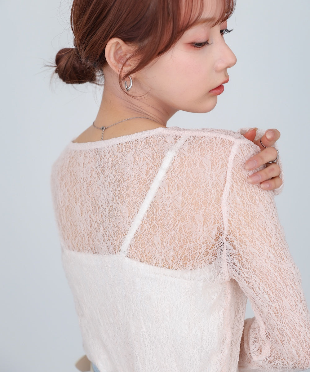 メッシュレースプルオーバー