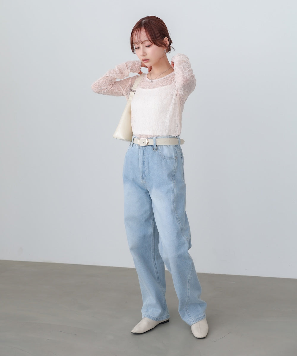 メッシュレースプルオーバー