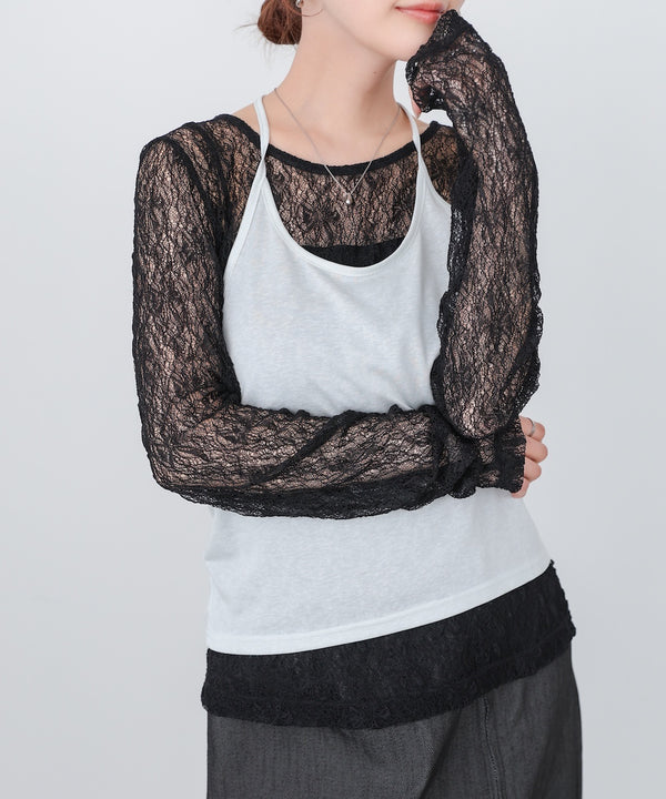 メッシュレースプルオーバー