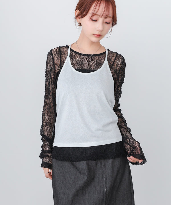 メッシュレースプルオーバー