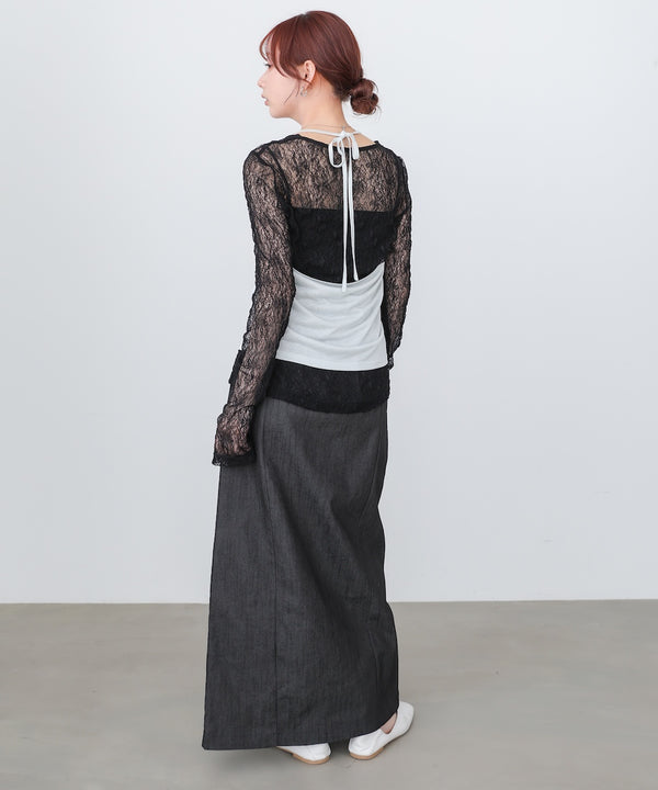 メッシュレースプルオーバー