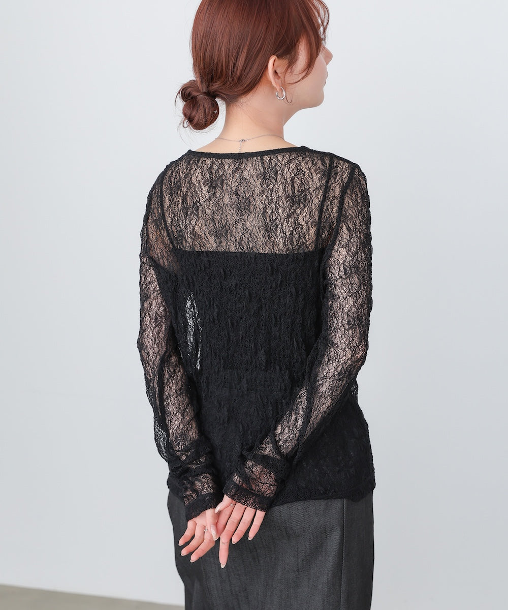 メッシュレースプルオーバー