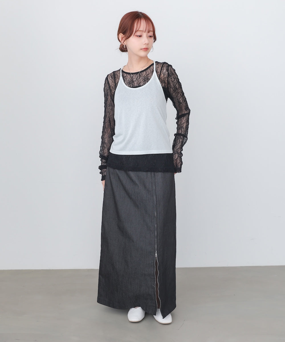 メッシュレースプルオーバー