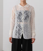 襟付きレースパッチワークシャツ