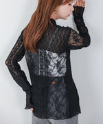 襟付きレースパッチワークシャツ