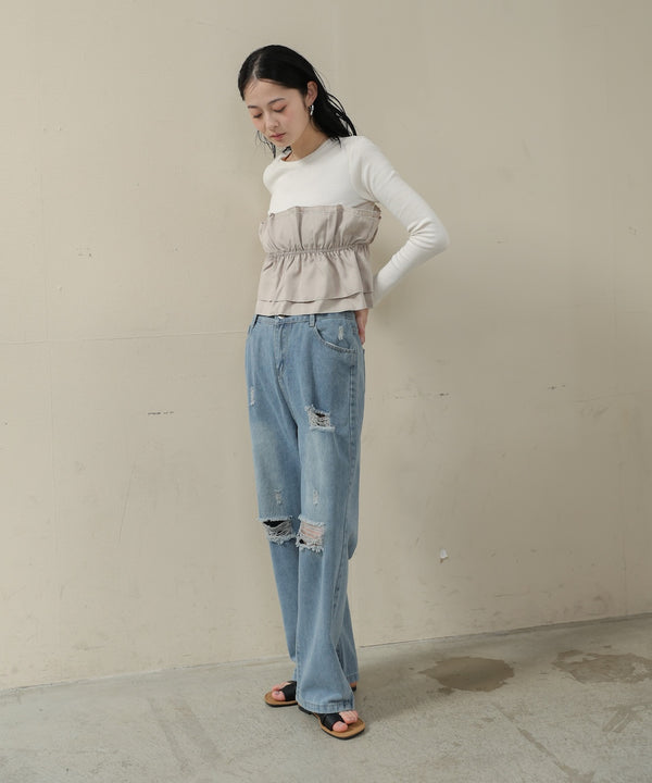 ビスチェ風レイヤードロンＴ