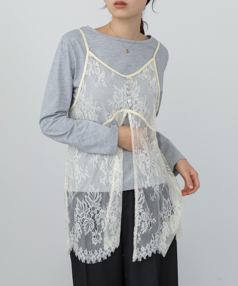 レースビスチェ＋カットソーSET