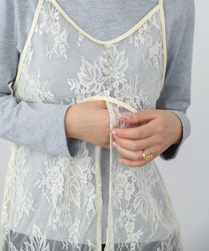 レースビスチェ＋カットソーSET