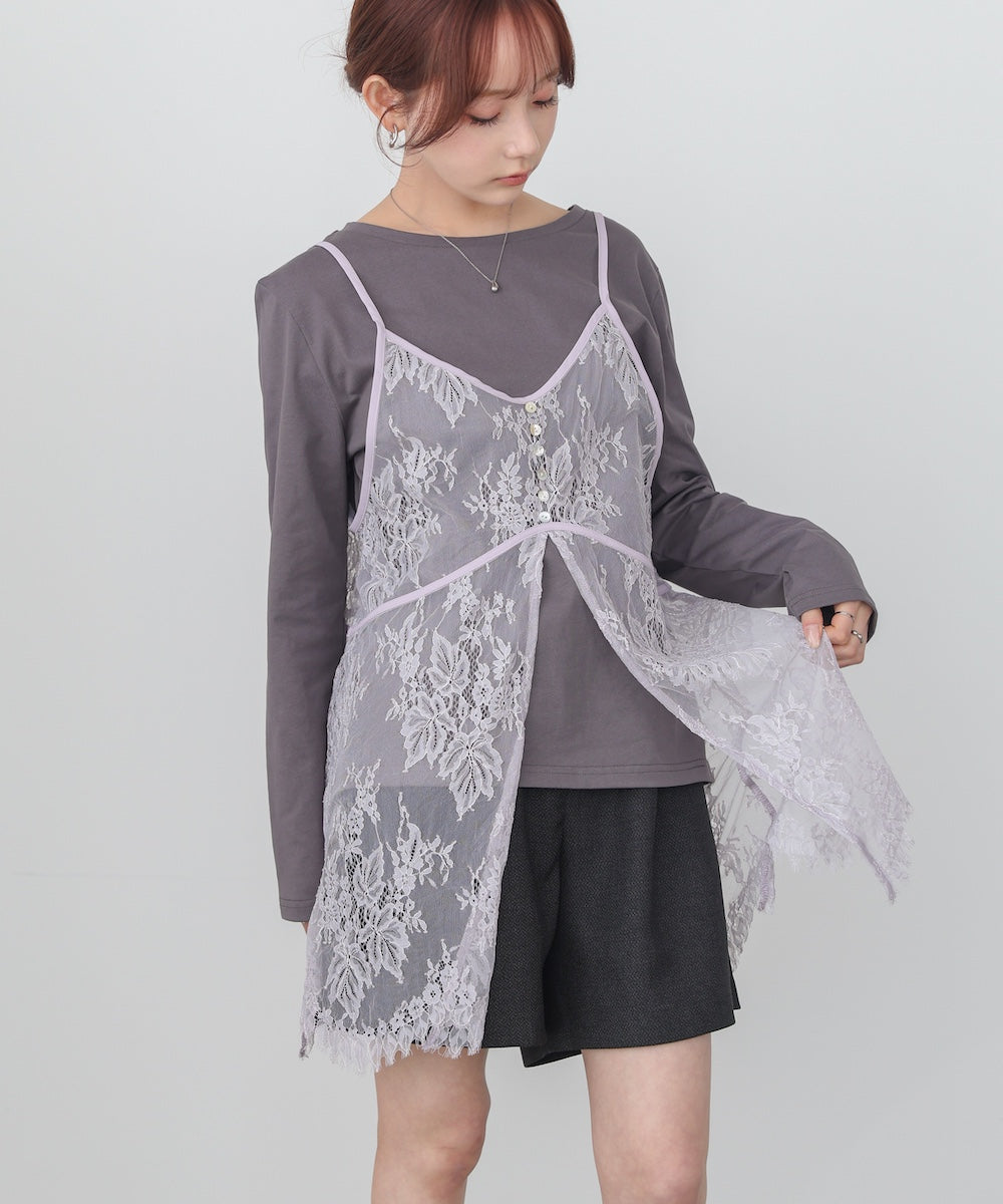 レースビスチェ＋カットソーSET