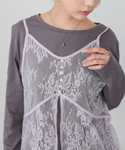 レースビスチェ＋カットソーSET