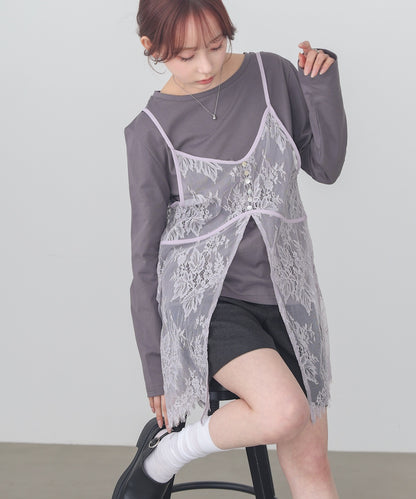 レースビスチェ＋カットソーSET