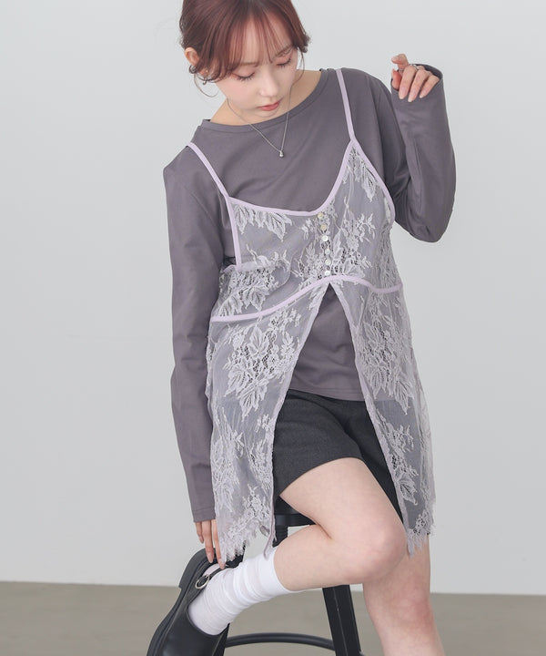 レースビスチェ＋カットソーSET