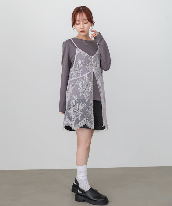 レースビスチェ＋カットソーSET